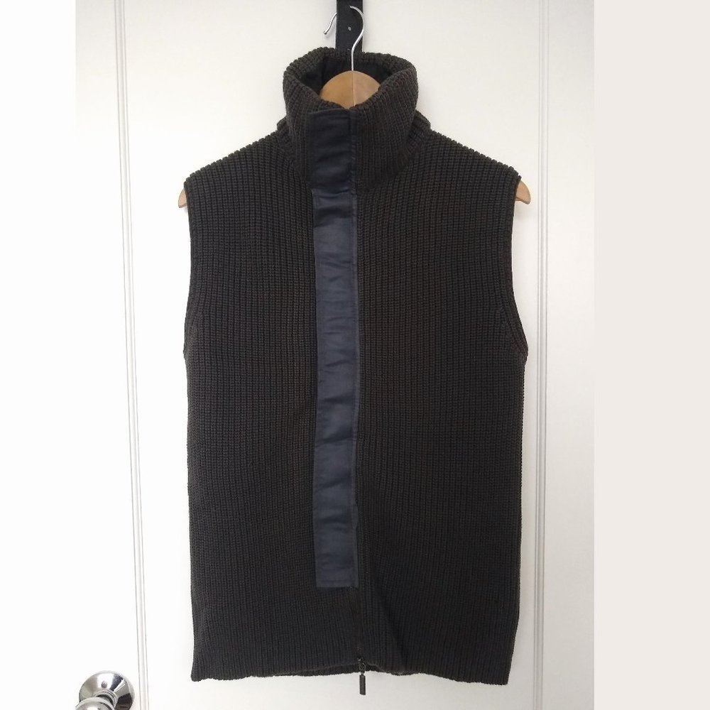 Armani Gray Virgin Wool Zip Up Sweater Vest (Medium)